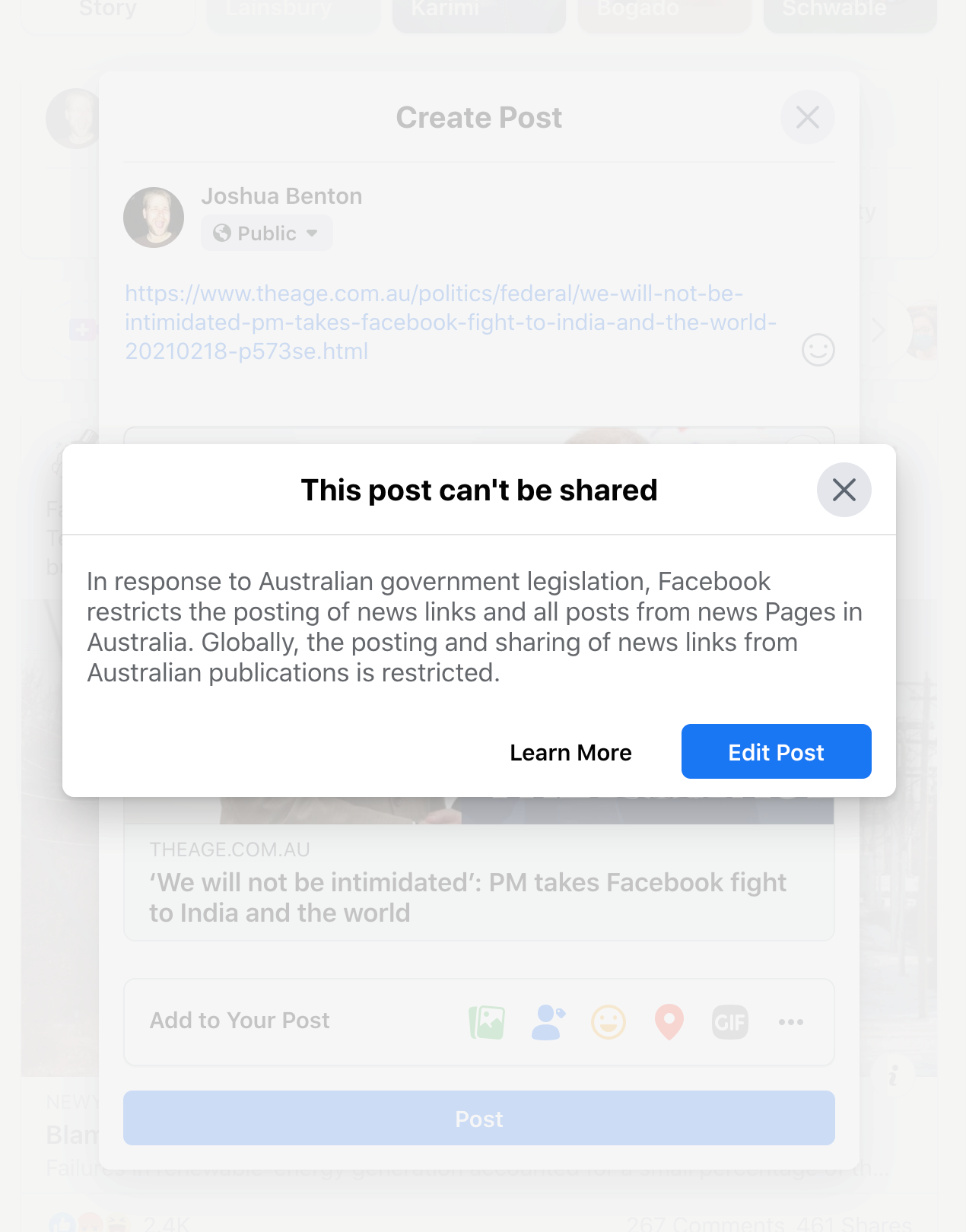 AU FB ban
